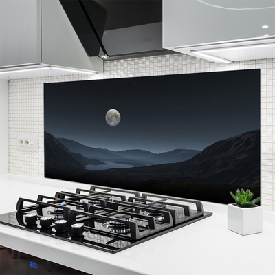 Kitchen Splashback Night moon landscape grey black