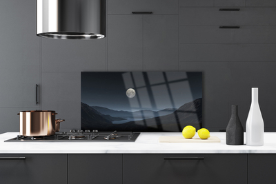 Kitchen Splashback Night moon landscape grey black