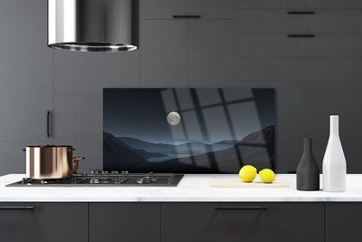 Kitchen Splashback Night moon landscape grey black