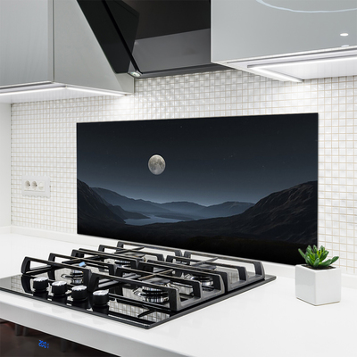 Kitchen Splashback Night moon landscape grey black