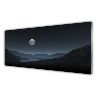 Kitchen Splashback Night moon landscape grey black