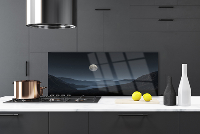 Kitchen Splashback Night moon landscape grey black