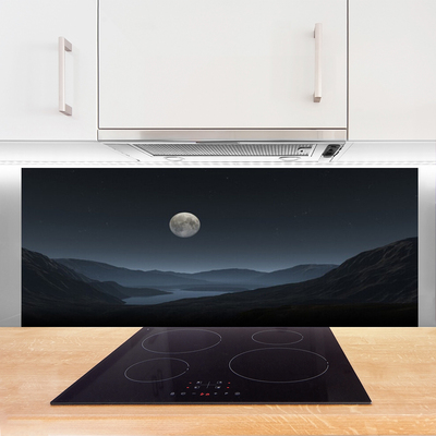 Kitchen Splashback Night moon landscape grey black