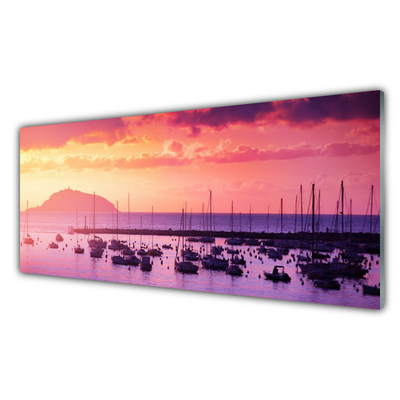 Kitchen Splashback Sea landscape orange purple