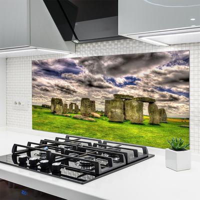 Kitchen Splashback Stones landscape grey green