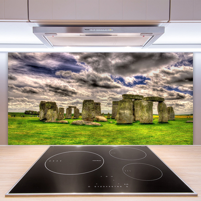 Kitchen Splashback Stones landscape grey green