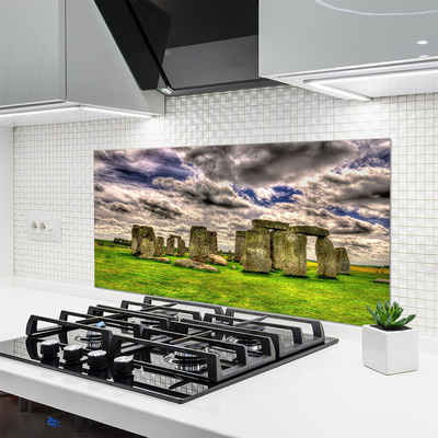 Kitchen Splashback Stones landscape grey green