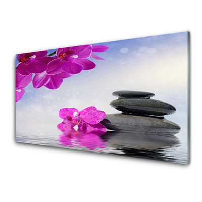 Kitchen Splashback Flower stones floral pink grey