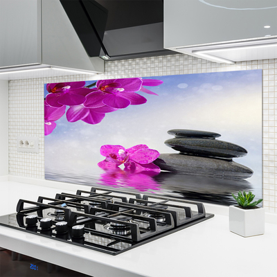 Kitchen Splashback Flower stones floral pink grey