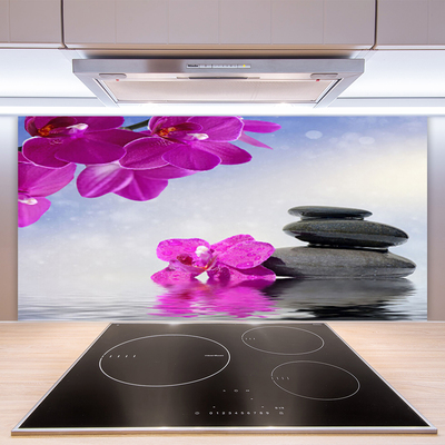 Kitchen Splashback Flower stones floral pink grey