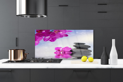 Kitchen Splashback Flower stones floral pink grey