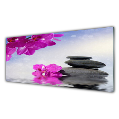 Kitchen Splashback Flower stones floral pink grey