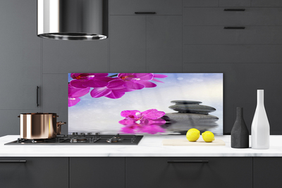 Kitchen Splashback Flower stones floral pink grey