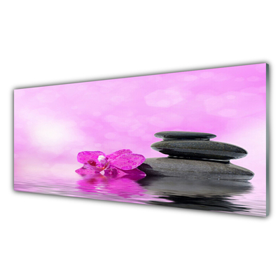 Kitchen Splashback Flower stones art pink grey