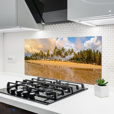 Kitchen Splashback Beach landscape yellow green