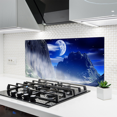 Kitchen Splashback Mountains night landscape blue grey