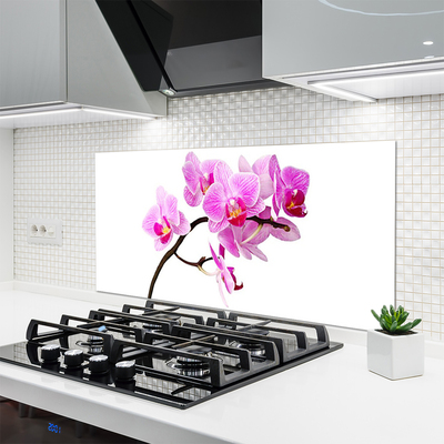 Kitchen Splashback Flowers floral pink brown