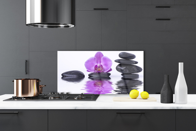 Kitchen Splashback Flower stones art pink grey