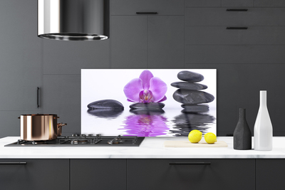 Kitchen Splashback Flower stones art pink grey