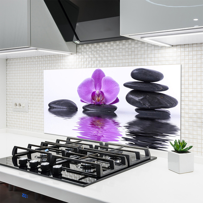 Kitchen Splashback Flower stones art pink grey