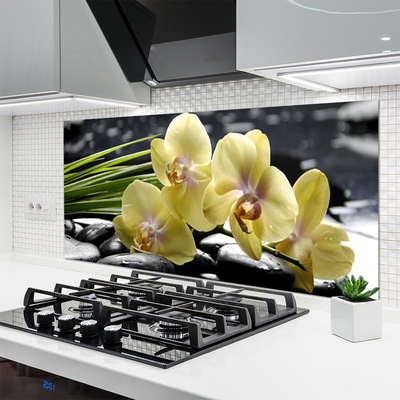 Kitchen Splashback Flowers floral yellow