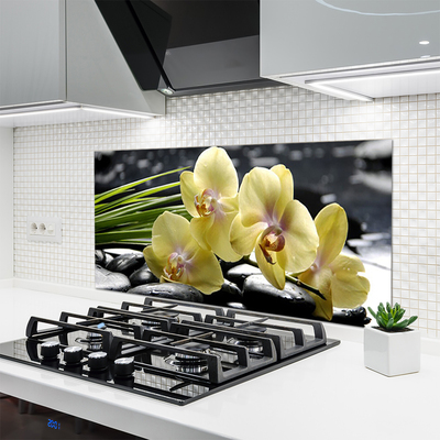 Kitchen Splashback Flowers floral yellow