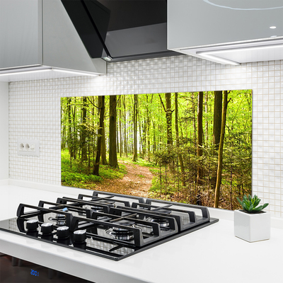 Kitchen Splashback Forest nature brown green