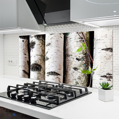 Kitchen Splashback Trees nature white black