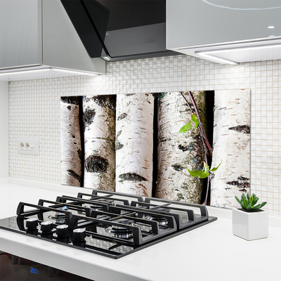 Kitchen Splashback Trees nature white black