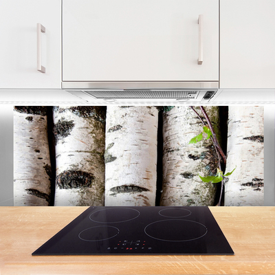 Kitchen Splashback Trees nature white black