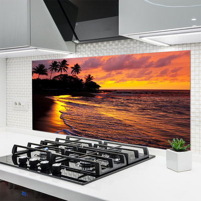 Kitchen Splashback Sea landscape yellow black