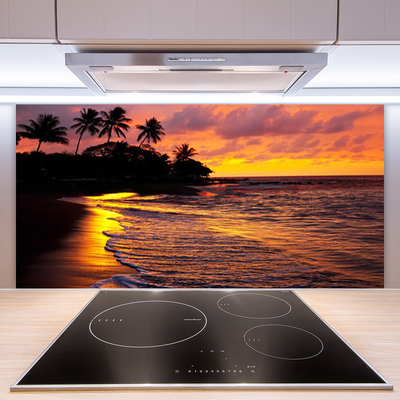 Kitchen Splashback Sea landscape yellow black