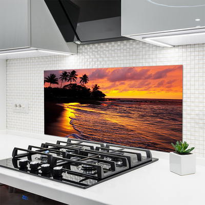 Kitchen Splashback Sea landscape yellow black