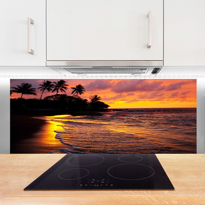 Kitchen Splashback Sea landscape yellow black