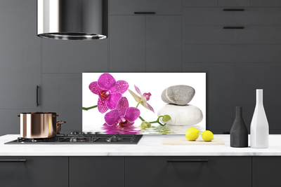 Kitchen Splashback Flower stones art pink white grey