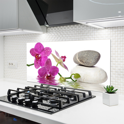 Kitchen Splashback Flower stones art pink white grey