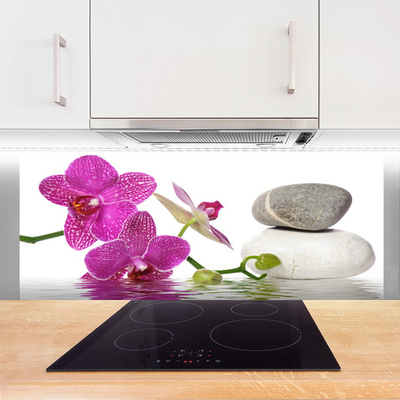 Kitchen Splashback Flower stones art pink white grey