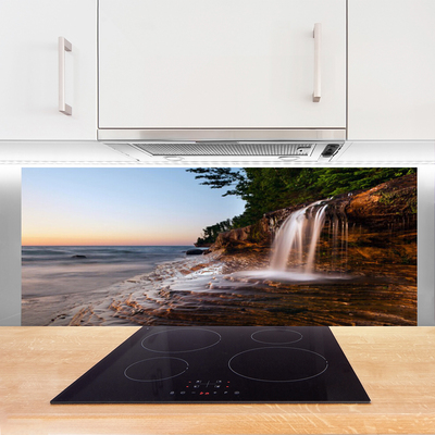 Kitchen Splashback Waterfall landscape white brown