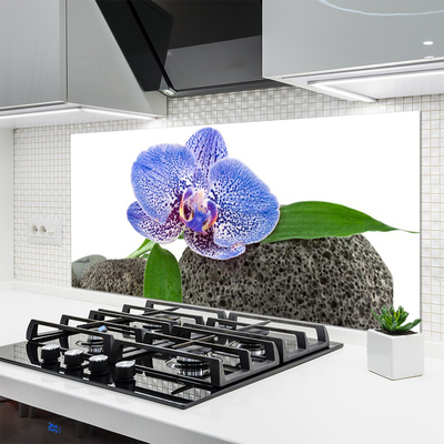 Kitchen Splashback Flower floral purple green