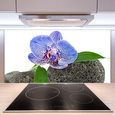 Kitchen Splashback Flower floral purple green