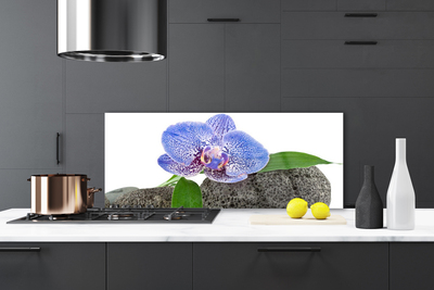 Kitchen Splashback Flower floral purple green