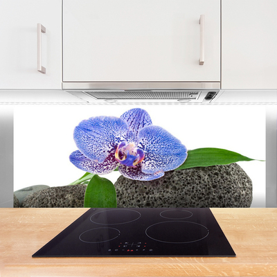 Kitchen Splashback Flower floral purple green