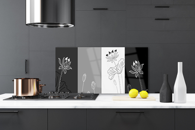 Kitchen Splashback Abstract art grey white black