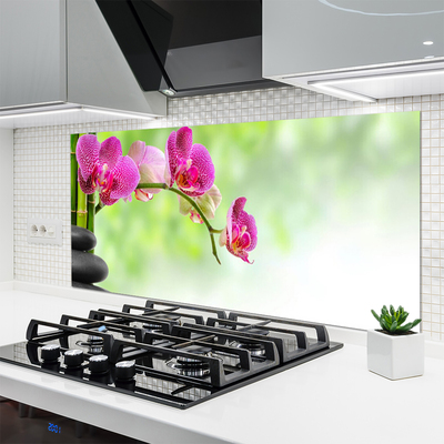 Kitchen Splashback Flower stones floral red black