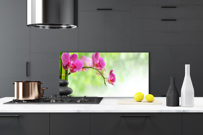 Kitchen Splashback Flower stones floral red black