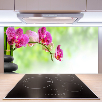 Kitchen Splashback Flower stones floral red black