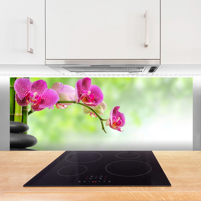 Kitchen Splashback Flower stones floral red black