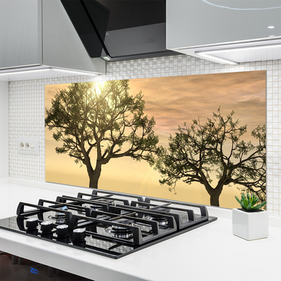 Kitchen Splashback Trees nature brown green