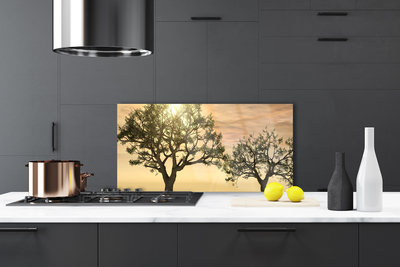 Kitchen Splashback Trees nature brown green