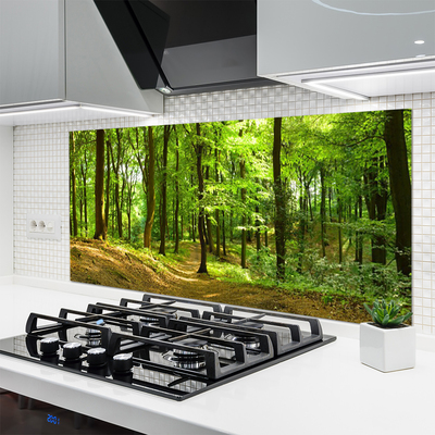 Kitchen Splashback Forest nature brown green